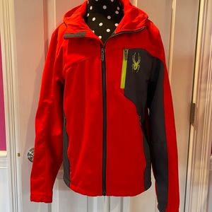 Mens Red Spyder Jacket with hood.